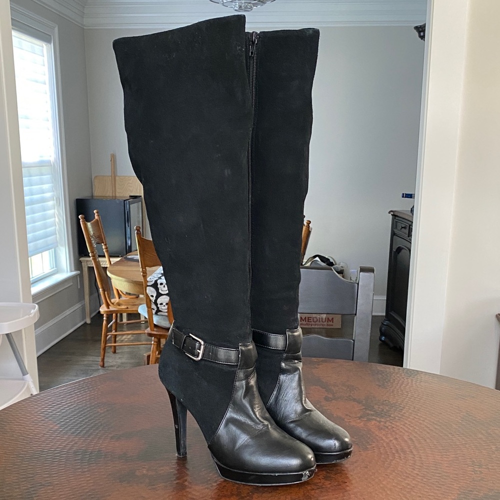 Audrey Brooke Black Over the Knee Boots